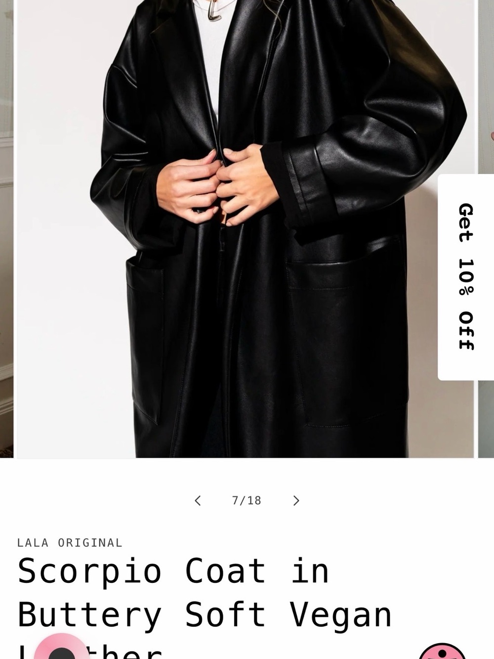 Dressed in LALA Black Vegan Leather Long Coat
